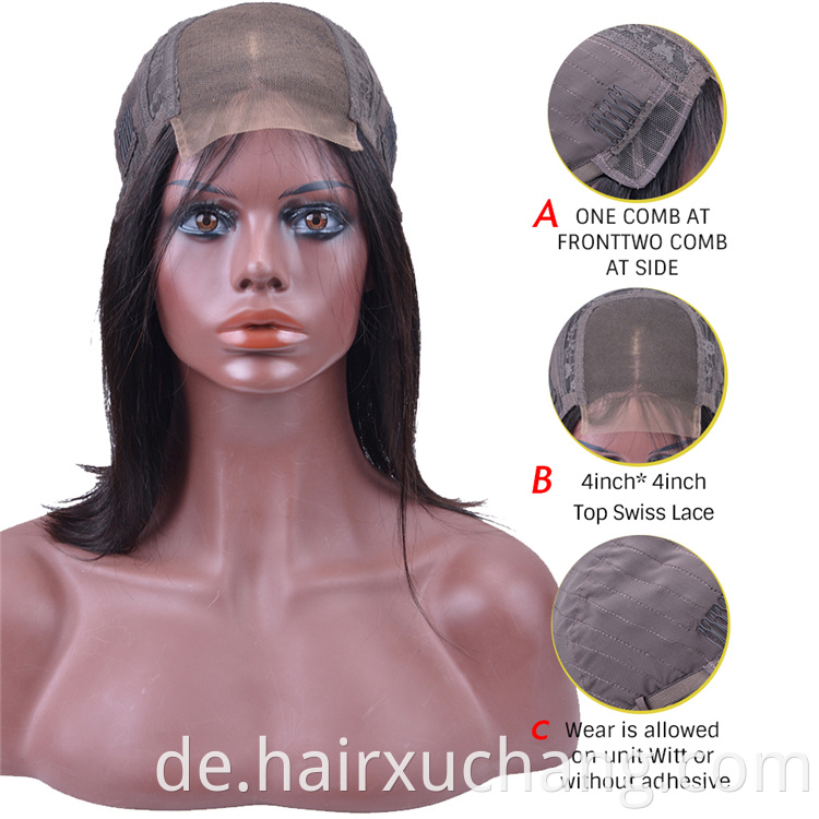 Heiß verkaufen 150 Densty Short Spitzenfront menschliches Haar Perücken Rohes indisches Haar Perücken menschliches Haar Straight Bob Perücken für schwarze Frauen